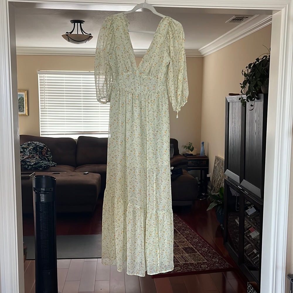 Light green floral maxi dress